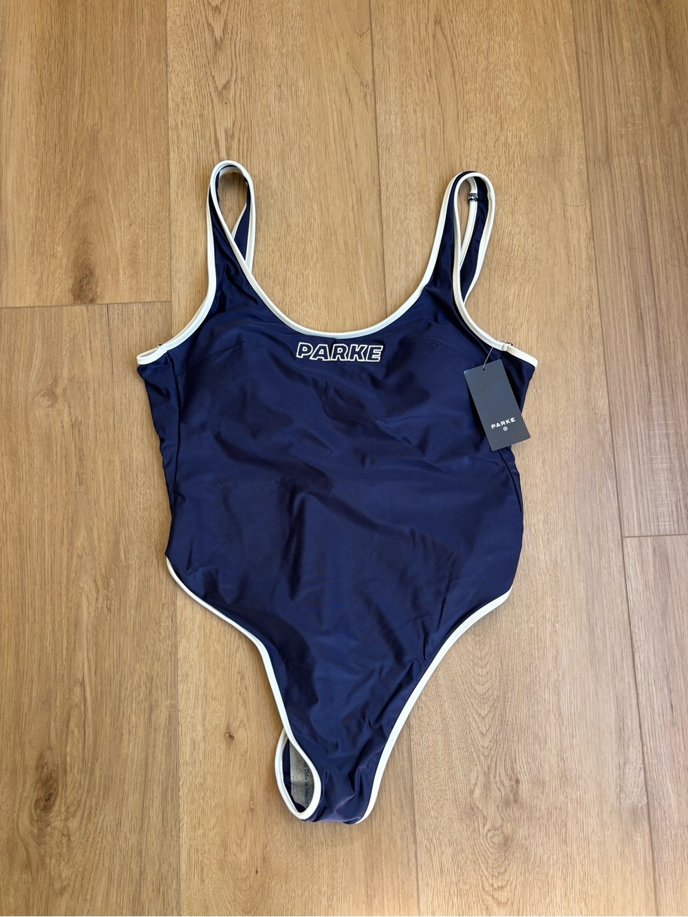 PARKE Navy One-Piece Swimsuit with White Trim